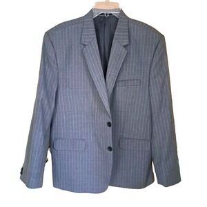 Oliveo Blazer Men's 44S Grey Pinstripe Superfine Wool Two Button Single Vent
